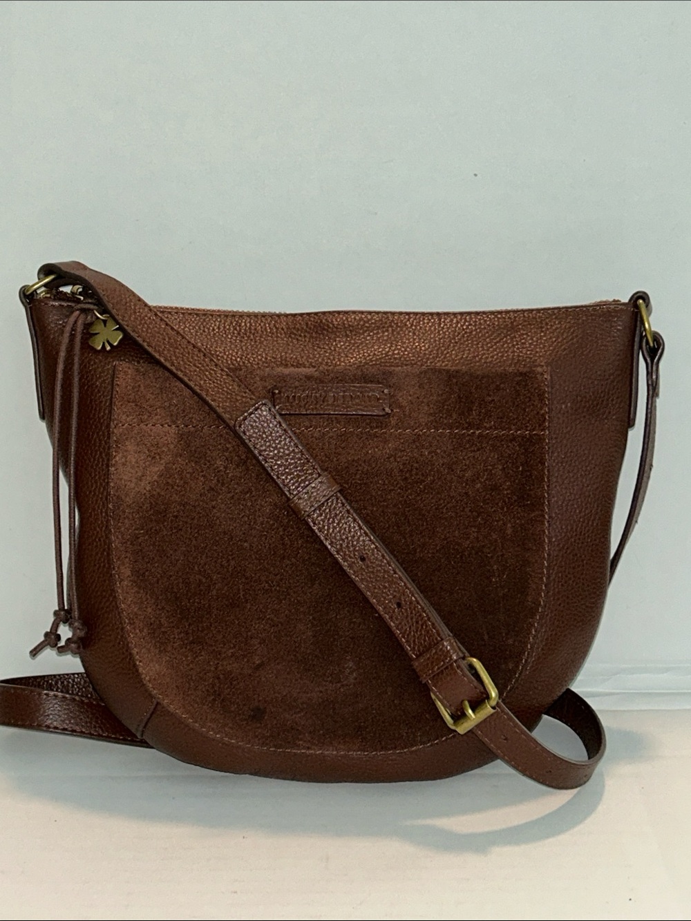 Lucky Brand brown leather & suede crossbody bag